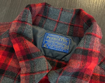 70s Vintage Pendleton Loop Collar 100% Wool Plaid Shirt Size