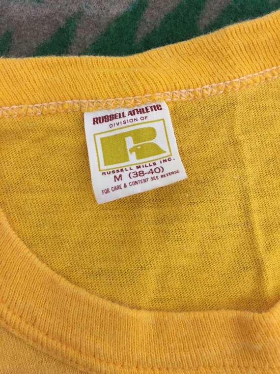 70's russel 100% cotton shirt yellow mens size me… - image 3