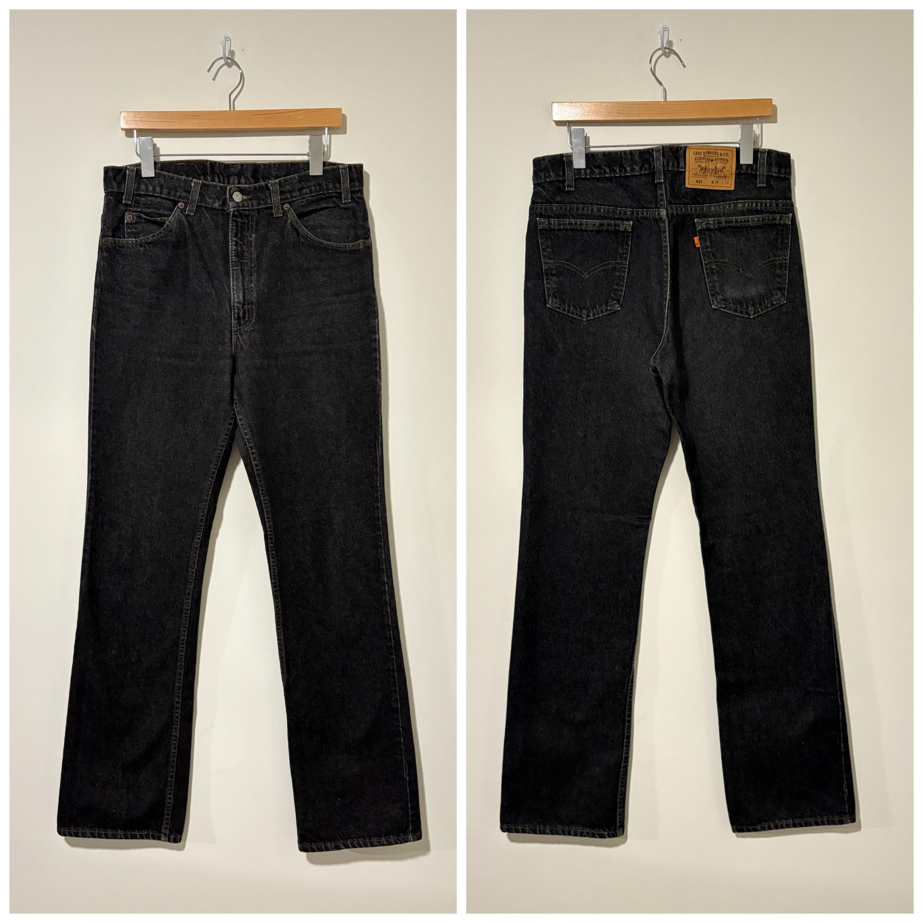 80s Vintage Levis 517 Boot Cut Black Jeans Denim Pants Flare Size 