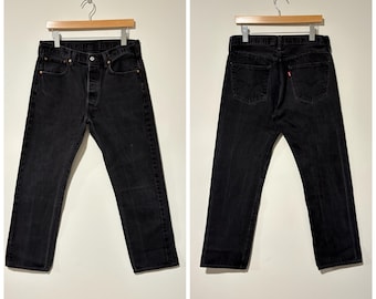 90s Vintage Levis 501 Black Cut off Jeans Denim Pants Made in Usa