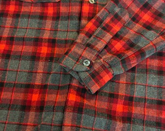 70s Vintage Pendleton Loop Collar 100% Wool Plaid Shirt Size