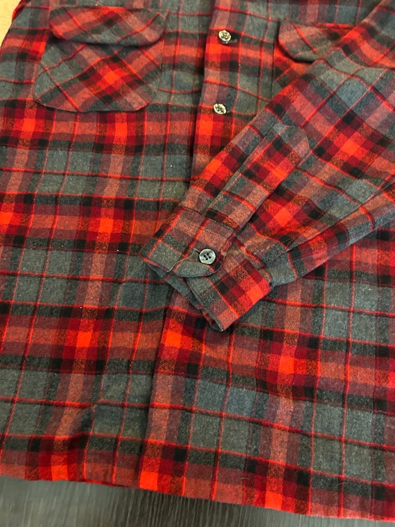 70s Vintage Pendleton Loop Collar 100% Wool Plaid Shirt Size