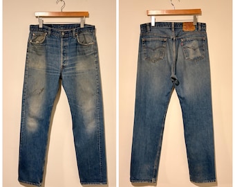 90s vintage levis 501 jeans denim jeans knopffliege rot tab made in usa größe 34 541545