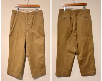 1960s US Army Military Cotton Twill Khaki Work Pants | Vintage