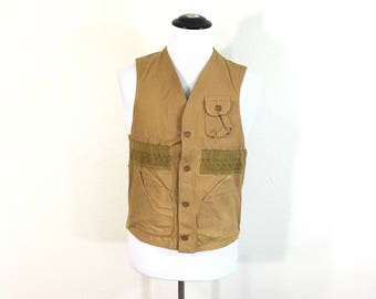 70's vintage blue bill all cotton canvas hunting vest patche pocket 865597