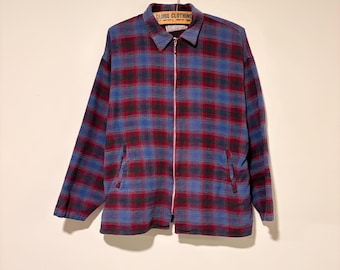 90s vintage Address Unknown shadow plaid zip up shirt jacket size L 541398