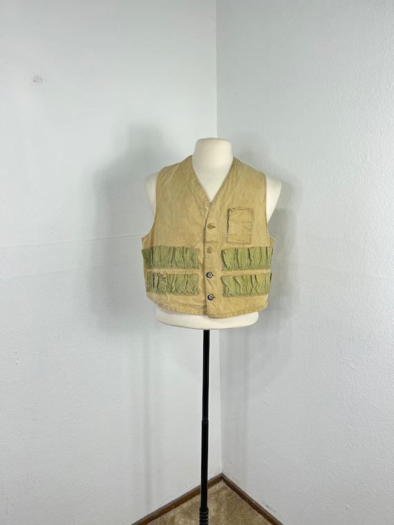 50s 60s vintage 100% cotton canvas hunting vest 86