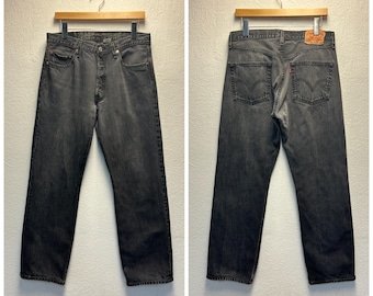 old levis 501 black jeans denim pants button fly red tab size 33 443322