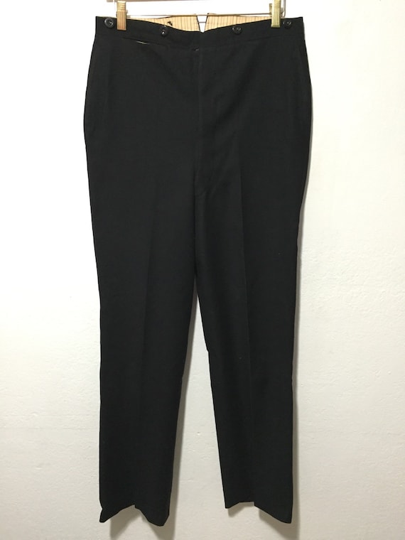 40's euro vintage wool trouser pants black mens - image 1