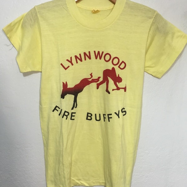 70's vintage 50/50 blend t shirt yellow womens size small