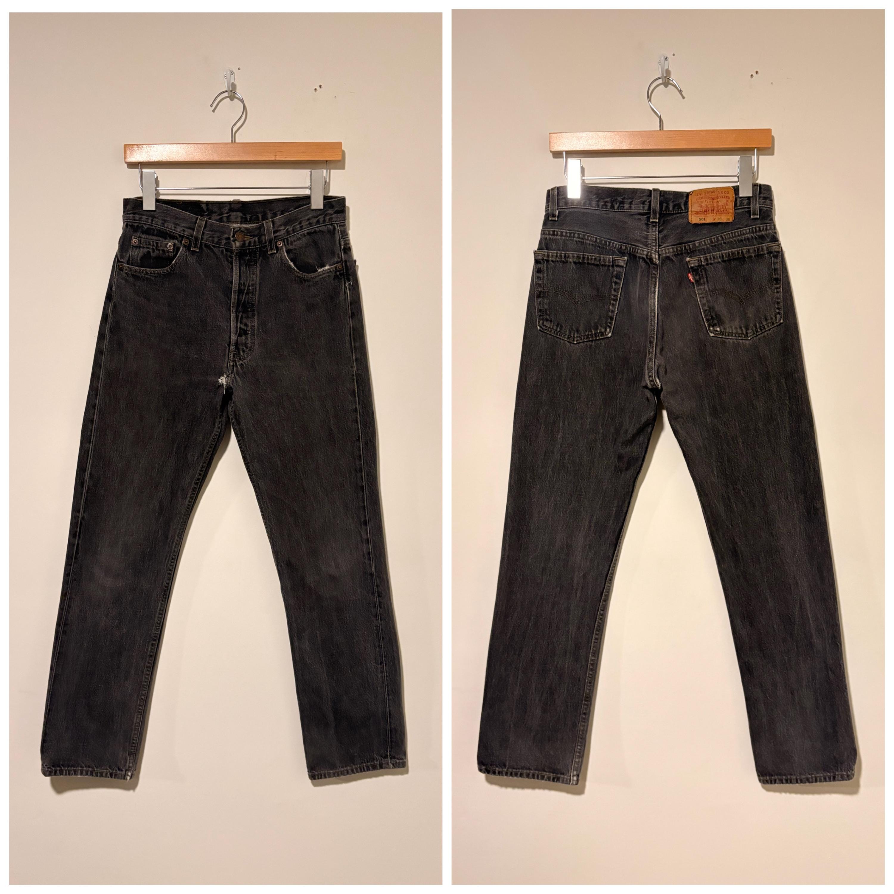 90s Vintage Levis 501 Black Jeans Denim Pants Made in Usa Size 30