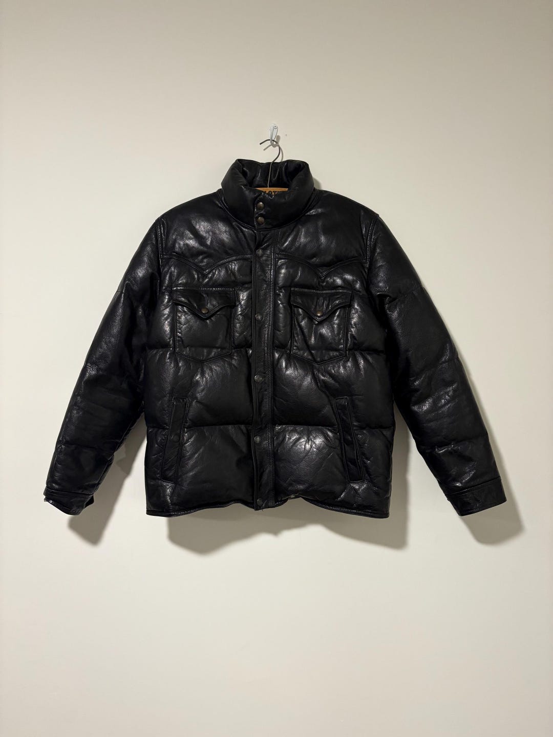90s Vintage Polo Ralph Lauren Leather Down Jacket RRL Size M