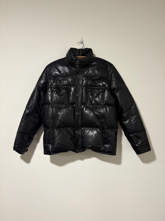 90s Vintage Polo Ralph Lauren Leather Down Jacket RRL Size M