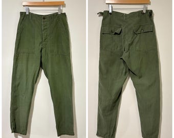 60s Vintage Military U.s.army Jungle Fatigue Cargo Pants Trousers