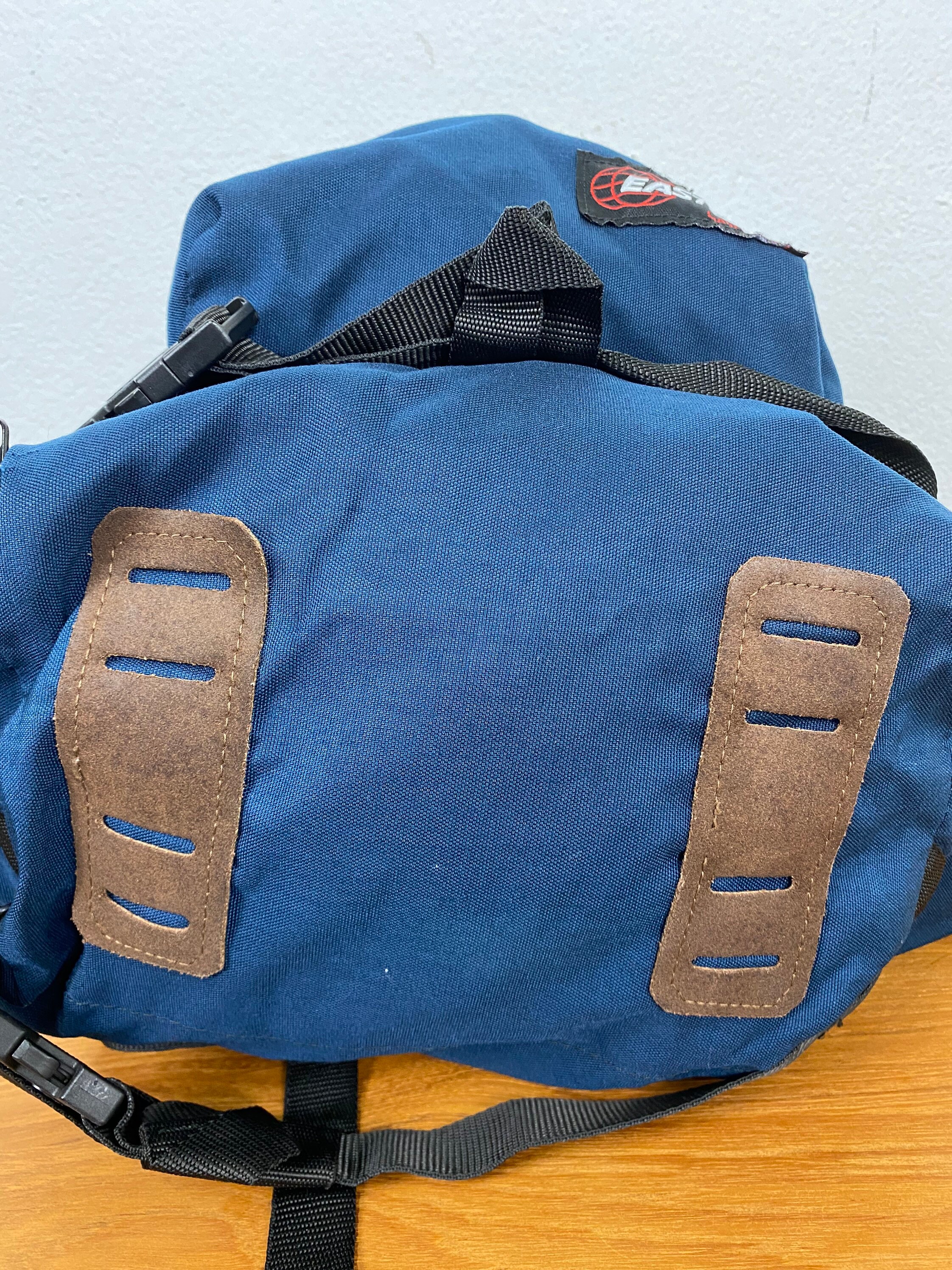 90s Vintage Eastpak Leather Bottom Backpack Day Pack Made in 90s Vintage Eastpak Leather Bottom Backpack Day Pack Made in