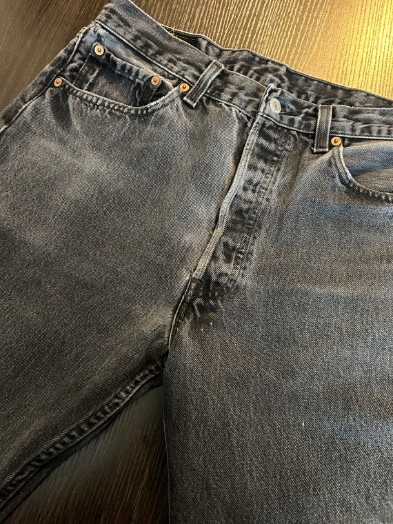 90s vintage levis 501 black jeans denim pants but… - image 3