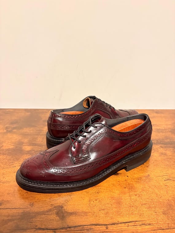 Vintage Florsheim Wingtip Leather Oxford Derby Shoes Size 8 D
