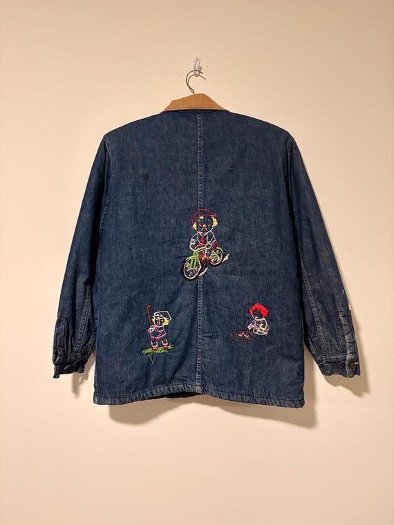 ジャケット・アウター 70s big smith holstein denim jacket 70s Vintage Big Smith Quilt Lined Denim Work Jacket Chore Coat