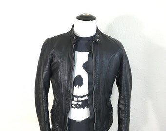 60s 70s vintage leather single riders jacket motorcycle punk rock 865444