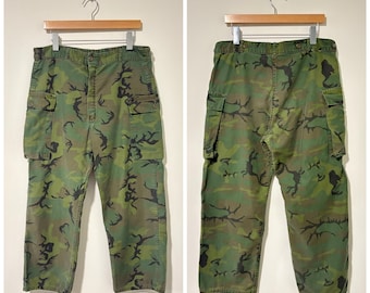 60s Vintage Military U.s.army Jungle Fatigue Cargo Pants Trousers