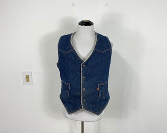 70's vtg levis sherpa fleece lined jean denim vest made in usa 865605