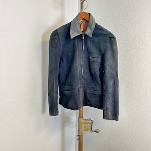 30s vintage nuback leather jacket navy blue 443224