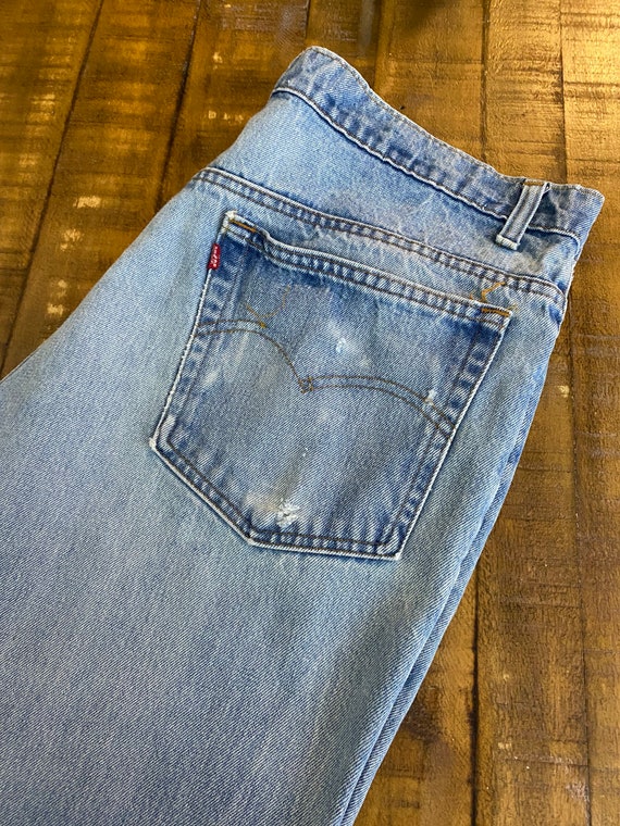 80s vintage levis 517 flare jeans boot cut denim … - image 4