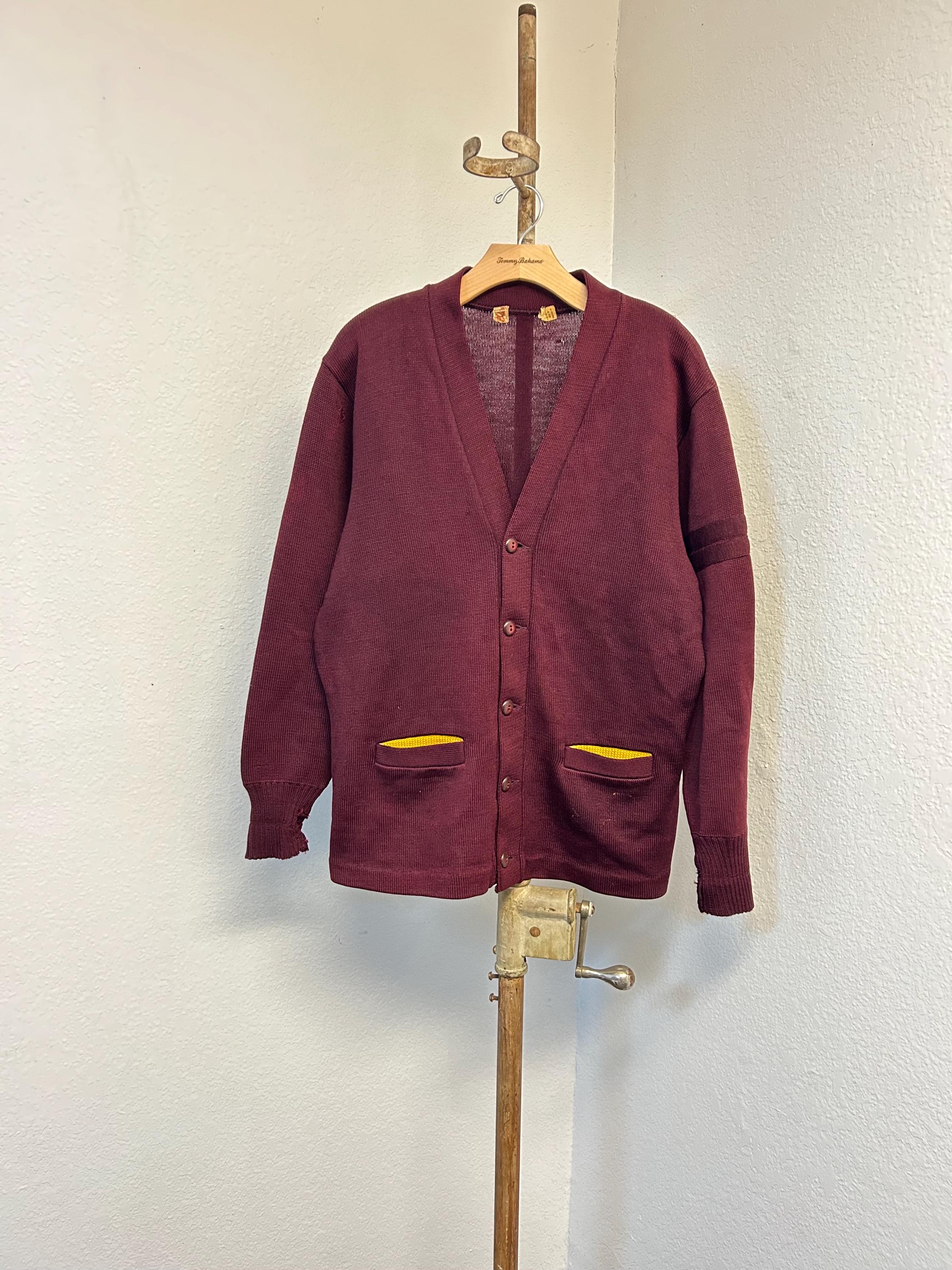 【でんじゅん】50s LETTERMAN'Sヴィンテージカーディガン60s 50s VTG NEW ERA KNITTING MILLS Letterman Cardigan Sweater XS