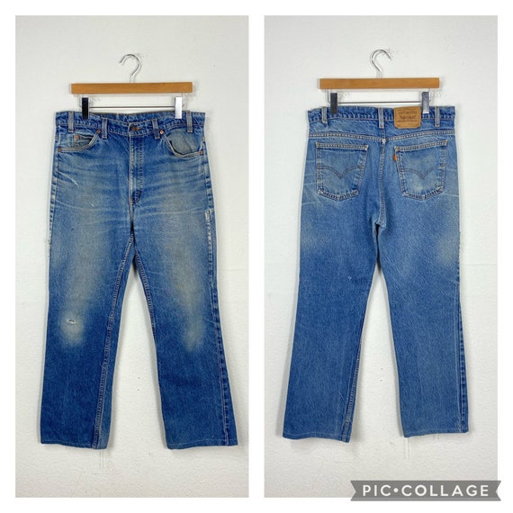 80s Vintage Distressed Levis 517 Boot Cut Jeans Flare Denim