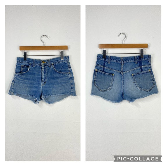 70s vintage Lee cut off denim shorts jeans short … - image 1