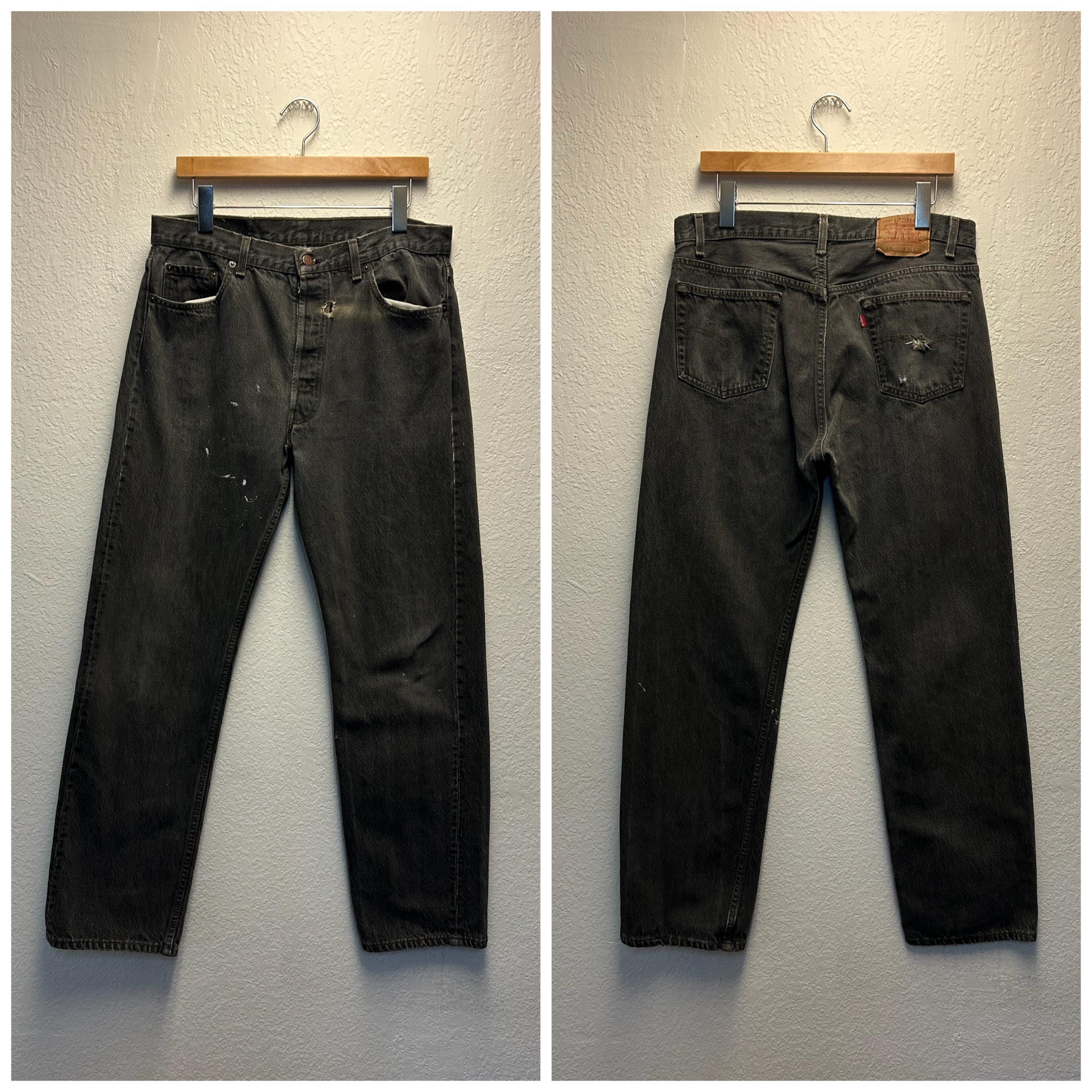 1980's, 90's, Vintage Levis 501 Raw Hem Jeans, Made in USA