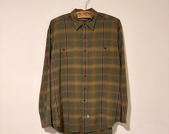 Camisa Polo Ralph Lauren de rayón con estampado a cuadros, estilo vintage de los años 90, talla L (541308)