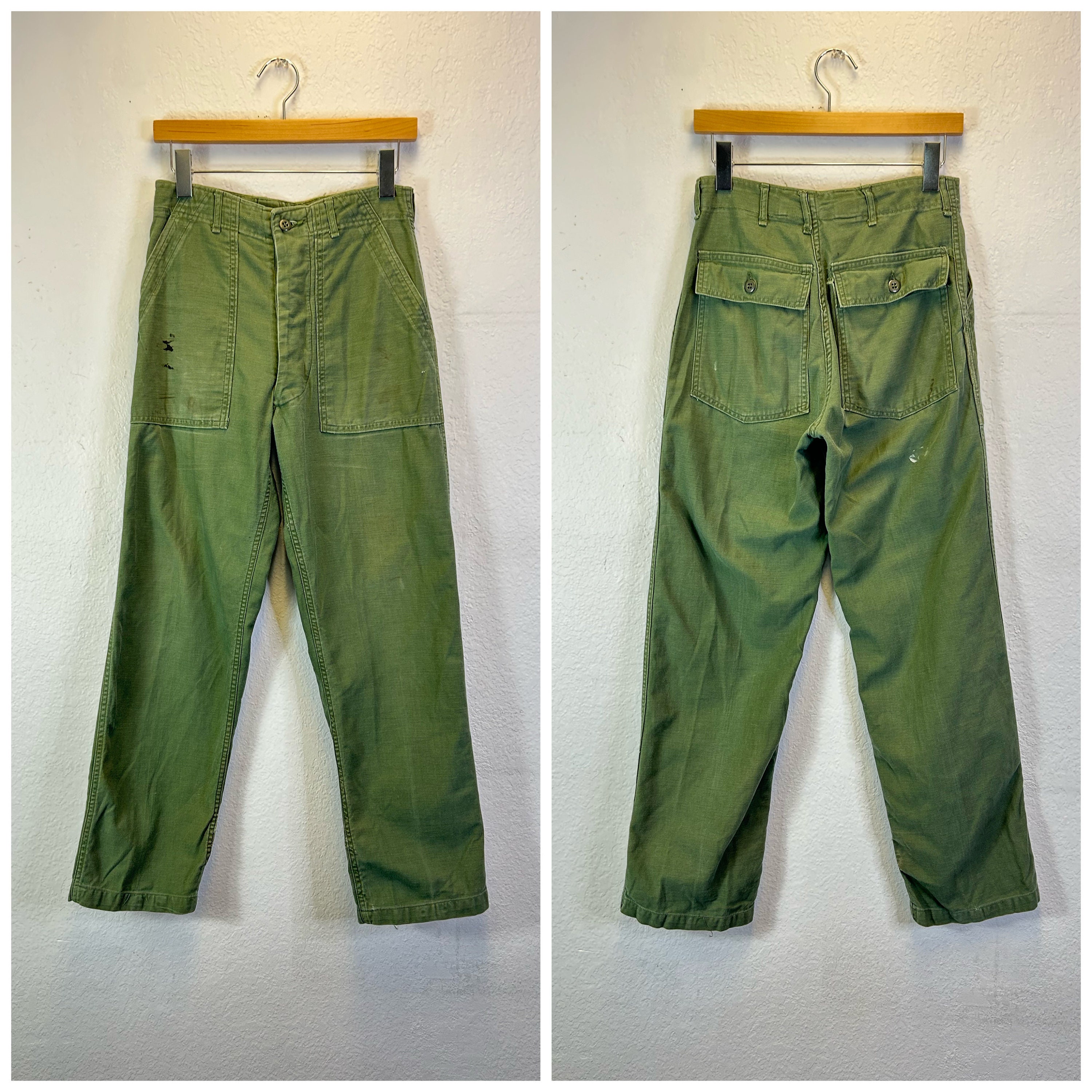 60s 70s Vintage U.S. Army Distressed Og-107 Baker Pants Size 60s 70s Vintage U.S. Army Distressed Og-107 Baker Pants Size