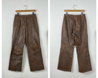60's vintage leather motorcycle trousers pants made in usa size 30 865574