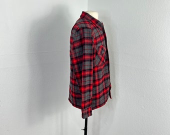70s Vintage Pendleton Loop Collar 100% Wool Plaid Shirt Size