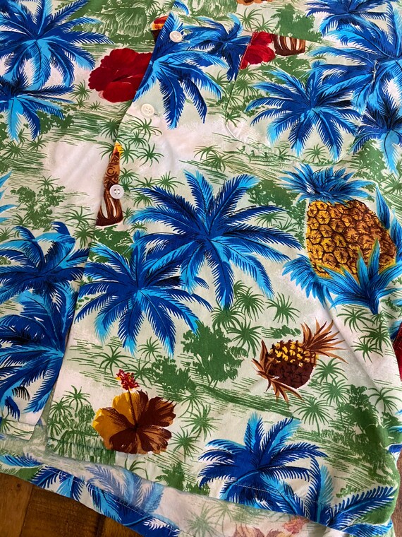 50s 60s vintage rayon hawaiian tropical shirt loo… - image 6