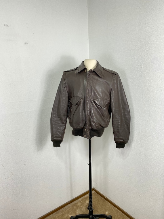 70s vintage a-2 style leather jacket made in usa quilt lined ...