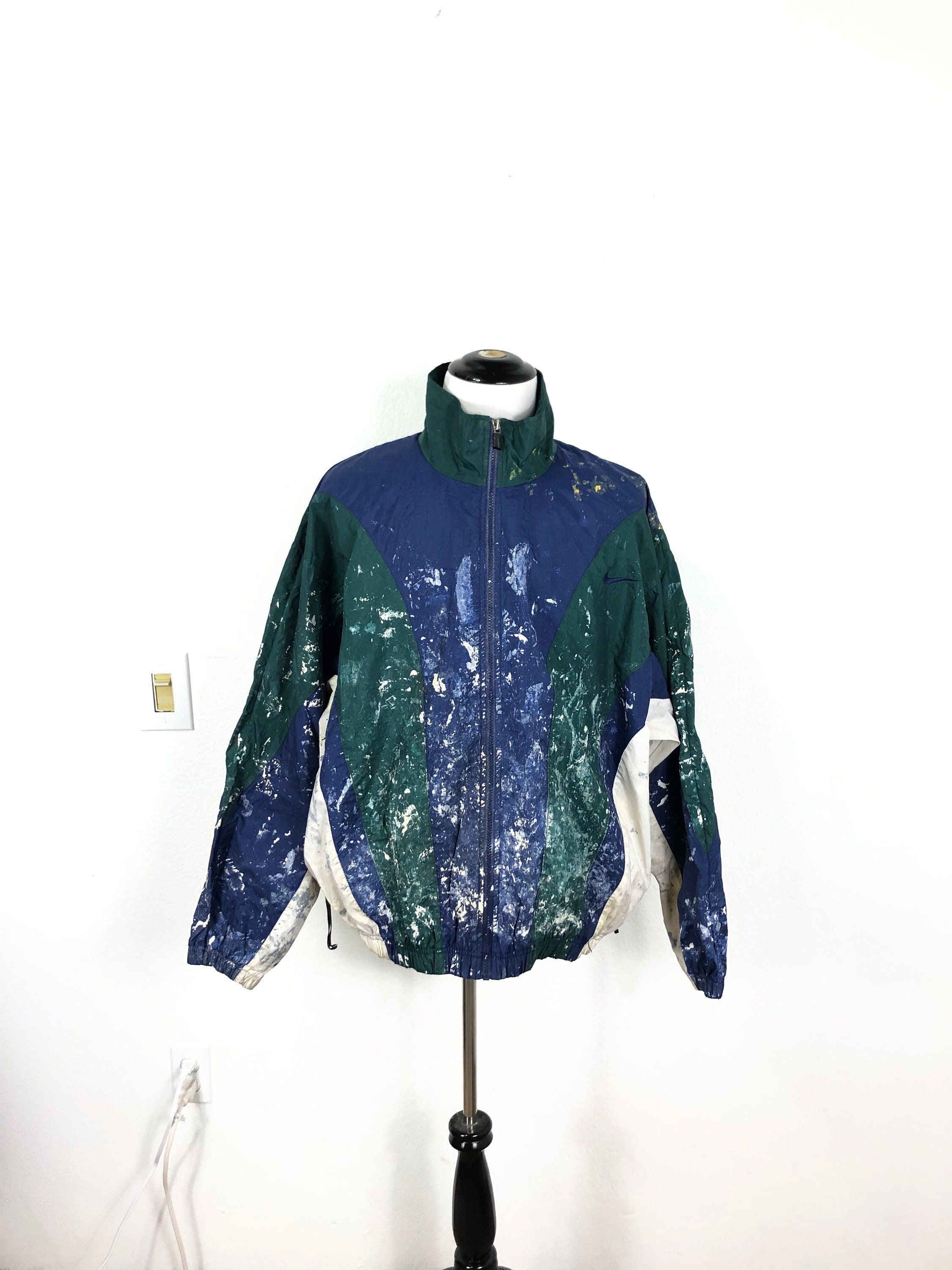 90s Vtg Distressed Nike Nylon Windbreaker Jkt Rain Coat Size