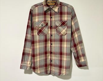 70年代ヴィンテージ 100%コットンフランネルボタンダウンシャツ サイズL トール 443866