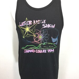 90's neon color print tank made in usa 50/50 blend size XL