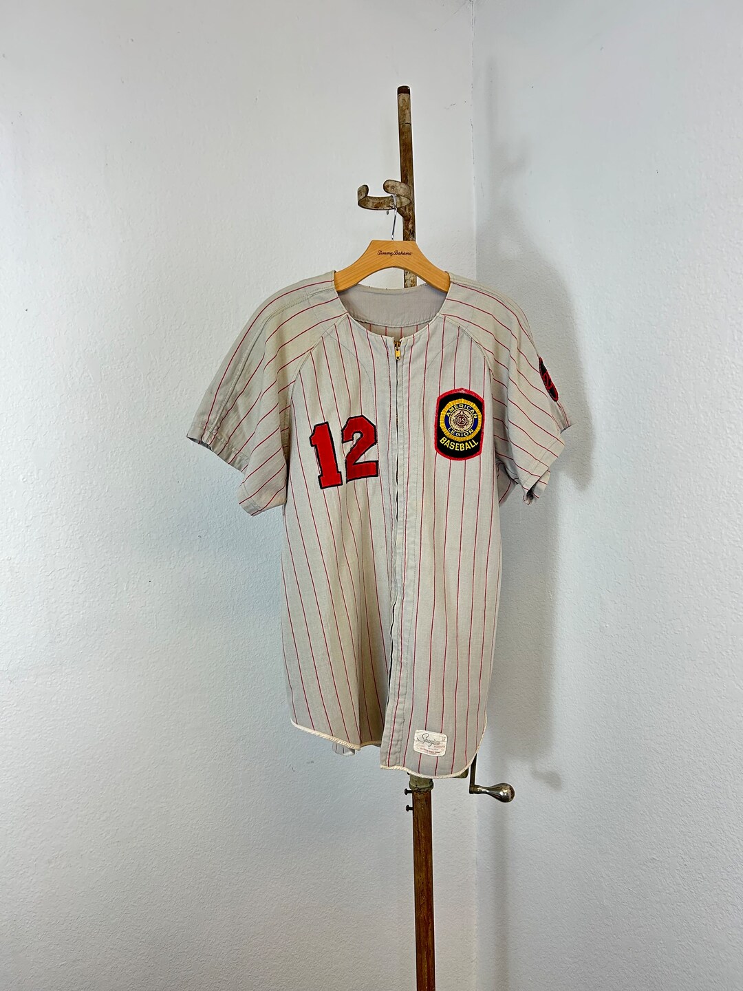 超爆安 60s Vintage Etsy - 865914 42 Size Rayon Shirt Baseball up Zip ユニフォームシャツ