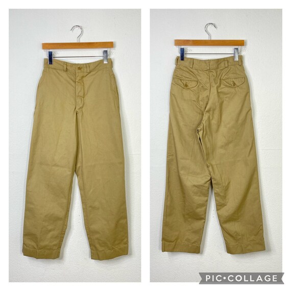 50s Vintage Military U.s.army Khaki Chino Pants Trousers 100