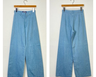 70s vintage womens cotton flare jeans denim pants trousers size 27 865631