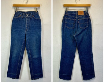 80s vintage womens levis 501 dark wash jeans denim pants size 25 865823