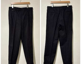 Vintage Mens Ralph Lauren Pants Size 34x29 1990s Black Wool