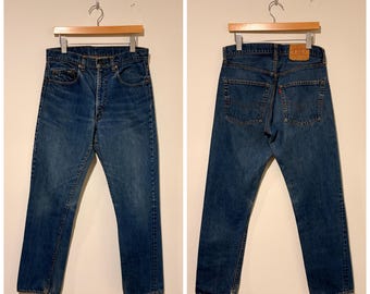 Pantalones vaqueros Levi's 505 vintage de los años 80, de mezclilla, etiqueta naranja, talla 33, 541406