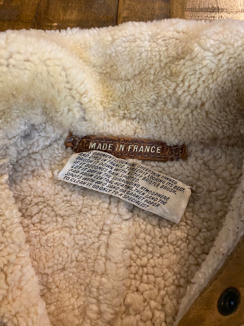 70s 80s vintage euro vintage sheep skin leather jacket winter coat made in france 806509 image 6