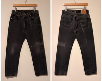 90s Vintage Levis 501 Black Cut off Jeans Denim Pants Made in Usa
