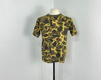 80s vintage 50/50 blend camouflage t shirt made in usa 865674