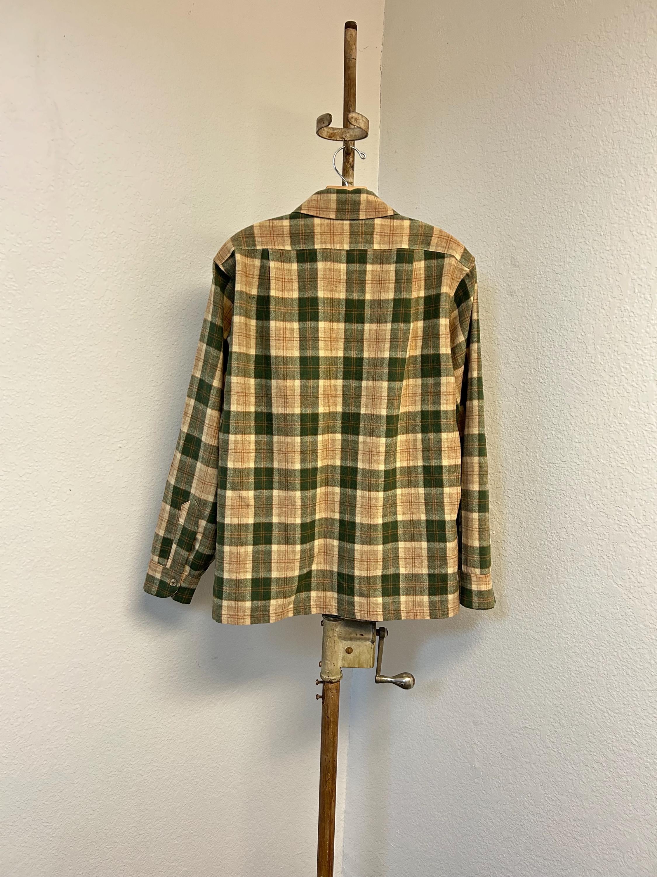 70s Vintage Pendleton Loop Collar 100% Wool Shirt Size M 443310